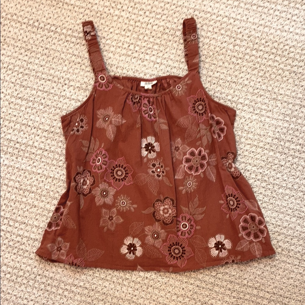a.n.a Brown Floral Tank Top